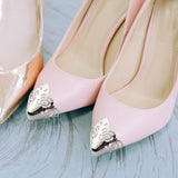 Maxbell 6x2 Pieces Metal Shoes Pointed Protector Supplies Elegant Women Shoes Tips Cap Silver