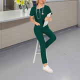 Maxbell Maxbell Women Uniform Scrub Set Nurses Day Gift Nursing Workwear for Massaging Nurse Green XXL