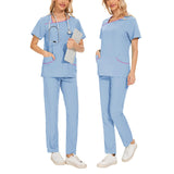Maxbell Maxbell Women Uniform Scrub Set Nurses Day Gift Nursing Workwear for Massaging Nurse Blue M