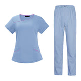 Maxbell Maxbell Women Uniform Scrub Set Nurses Day Gift Nursing Workwear for Massaging Nurse Blue M