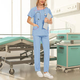 Maxbell Maxbell Women Uniform Scrub Set Nurses Day Gift Nursing Workwear for Massaging Nurse Blue M