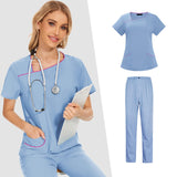Maxbell Maxbell Women Uniform Scrub Set Nurses Day Gift Nursing Workwear for Massaging Nurse Blue M