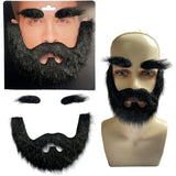Maxbell 3xFalse Eyebrow and Beard Set Costume Mustache for Performance Cosplay Festive Black