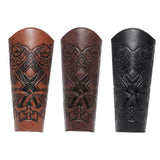 Maxbell 2xMedieval Bracers Adult PU Leather Gauntlet Wristband for Cosplay Accessories Black 1pcs