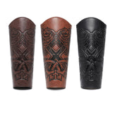 Maxbell 2xMedieval Bracers Adult PU Leather Gauntlet Wristband for Cosplay Accessories Black 1pcs