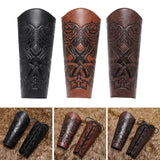 Maxbell 3xMedieval Bracers Adult PU Leather Gauntlet Wristband for Cosplay Accessories Black 1pcs