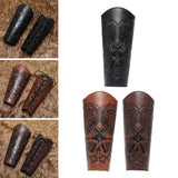 Maxbell 3xMedieval Bracers Adult PU Leather Gauntlet Wristband for Cosplay Accessories Black 1pcs