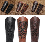 Maxbell 2xMedieval Bracers Adult PU Leather Gauntlet Wristband for Cosplay Accessories Black 1pcs