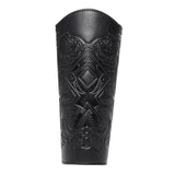Maxbell 2xMedieval Bracers Adult PU Leather Gauntlet Wristband for Cosplay Accessories Black 1pcs