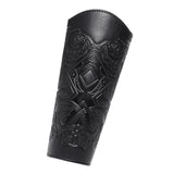 Maxbell 3xMedieval Bracers Adult PU Leather Gauntlet Wristband for Cosplay Accessories Black 1pcs