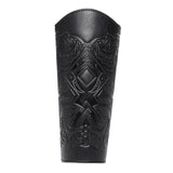 Maxbell 2xMedieval Bracers Adult PU Leather Gauntlet Wristband for Cosplay Accessories Black 1pcs