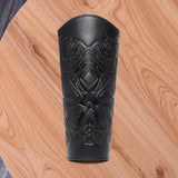 Maxbell 2xMedieval Bracers Adult PU Leather Gauntlet Wristband for Cosplay Accessories Black 1pcs