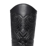 Maxbell 3xMedieval Bracers Adult PU Leather Gauntlet Wristband for Cosplay Accessories Black 1pcs