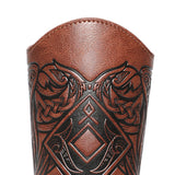 Maxbell 3xMedieval Bracers Adult PU Leather Gauntlet Wristband for Cosplay Accessories Brown 1pcs