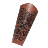 Maxbell 3xMedieval Bracers Adult PU Leather Gauntlet Wristband for Cosplay Accessories Brown 1pcs