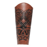 Maxbell 2xMedieval Bracers Adult PU Leather Gauntlet Wristband for Cosplay Accessories Brown 1pcs