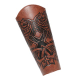 Maxbell 2xMedieval Bracers Adult PU Leather Gauntlet Wristband for Cosplay Accessories Brown 1pcs