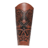 Maxbell 3xMedieval Bracers Adult PU Leather Gauntlet Wristband for Cosplay Accessories Brown 1pcs