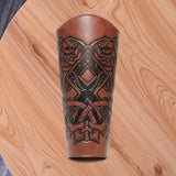 Maxbell 2xMedieval Bracers Adult PU Leather Gauntlet Wristband for Cosplay Accessories Brown 1pcs