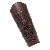 Maxbell 3xMedieval Bracers Adult PU Leather Gauntlet Wristband for Cosplay Accessories Coffee Color 1pcs