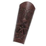 Maxbell 3xMedieval Bracers Adult PU Leather Gauntlet Wristband for Cosplay Accessories Coffee Color 1pcs