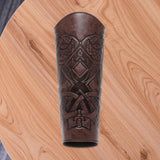 Maxbell 2xMedieval Bracers Adult PU Leather Gauntlet Wristband for Cosplay Accessories Coffee Color 1pcs