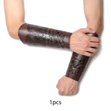 Maxbell 3xMedieval Bracers Adult PU Leather Gauntlet Wristband for Cosplay Accessories Coffee Color 1pcs