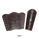 Maxbell 3xMedieval Bracers Adult PU Leather Gauntlet Wristband for Cosplay Accessories Coffee Color 1pcs