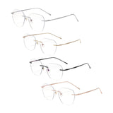 Maxbell Maxbell Eye Glasses Rimless Casual Fashionable Eyeglasses for Party Birthday Holiday Silver