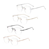 Maxbell Maxbell Eye Glasses Rimless Casual Fashionable Eyeglasses for Party Birthday Holiday Silver