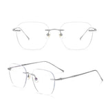 Maxbell Maxbell Eye Glasses Rimless Casual Fashionable Eyeglasses for Party Birthday Holiday Silver