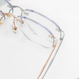 Maxbell Maxbell Eye Glasses Rimless Casual Fashionable Eyeglasses for Party Birthday Holiday Silver