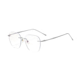 Maxbell Maxbell Eye Glasses Rimless Casual Fashionable Eyeglasses for Party Birthday Holiday Silver