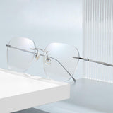 Maxbell Maxbell Eye Glasses Rimless Casual Fashionable Eyeglasses for Party Birthday Holiday Silver
