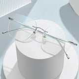 Maxbell Maxbell Eye Glasses Rimless Casual Fashionable Eyeglasses for Party Birthday Holiday Silver