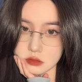 Maxbell Maxbell Eye Glasses Rimless Casual Fashionable Eyeglasses for Party Birthday Holiday Silver