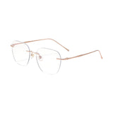 Maxbell Maxbell Eye Glasses Rimless Casual Fashionable Eyeglasses for Party Birthday Holiday Rose Gold