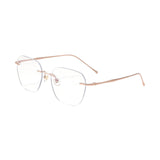 Maxbell Maxbell Eye Glasses Rimless Casual Fashionable Eyeglasses for Party Birthday Holiday Rose Gold