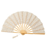 Maxbell 2xChinese Foldable Fan Portable Dancing Props Fan for Party Bridal Performance Beige