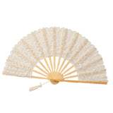 Maxbell 3xChinese Foldable Fan Portable Dancing Props Fan for Party Bridal Performance Beige