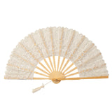 Maxbell 3xChinese Foldable Fan Portable Dancing Props Fan for Party Bridal Performance Beige