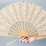 Maxbell 3xChinese Foldable Fan Portable Dancing Props Fan for Party Bridal Performance Beige