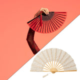 Maxbell 3xChinese Foldable Fan Portable Dancing Props Fan for Party Bridal Performance Beige
