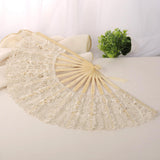 Maxbell 3xChinese Foldable Fan Portable Dancing Props Fan for Party Bridal Performance Beige
