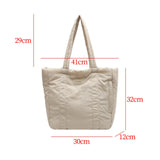 Puffer Tote Bag Large Capacity Soft Shoulder Bag for Shopping Work Commuting Beige