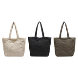 Puffer Tote Bag Large Capacity Soft Shoulder Bag for Shopping Work Commuting Beige