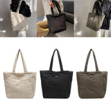 Puffer Tote Bag Large Capacity Soft Shoulder Bag for Shopping Work Commuting Beige