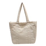 Puffer Tote Bag Large Capacity Soft Shoulder Bag for Shopping Work Commuting Beige