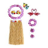 Maxbell 2xHawaiian Skirt Elastic Flowers Bracelets for Stage Performance Beach Wedding Skirt Length 80cm