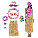 Maxbell 2xHawaiian Skirt Elastic Flowers Bracelets for Stage Performance Beach Wedding Skirt Length 80cm